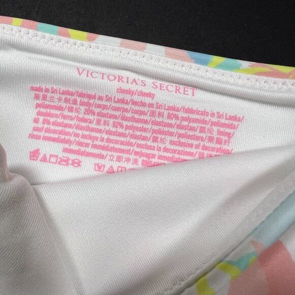 Victoria Secret XXL / 2XL Bikini Bottom Cheeky Side Tie Camo Pastel Blue Pink - Picture 4 of 5